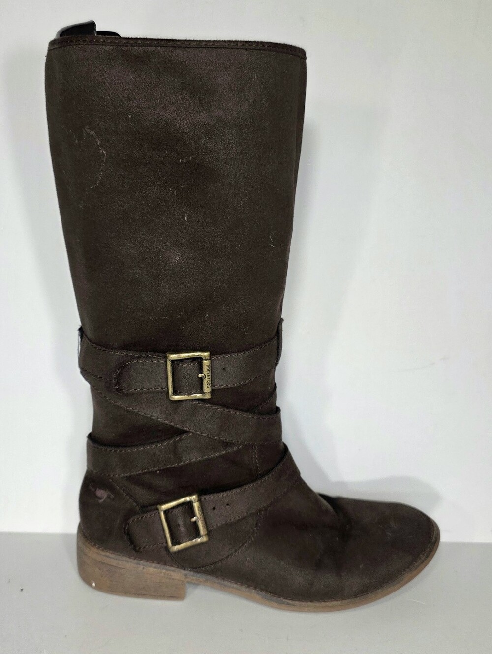 Rocketdog Suede Leather Women's Dark Brown Mid-Calf Buckle Riding Boots Size 10